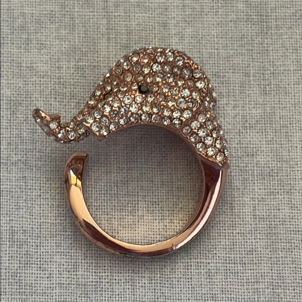 Kate Spade Gold Elephant Pave Crystal Ring